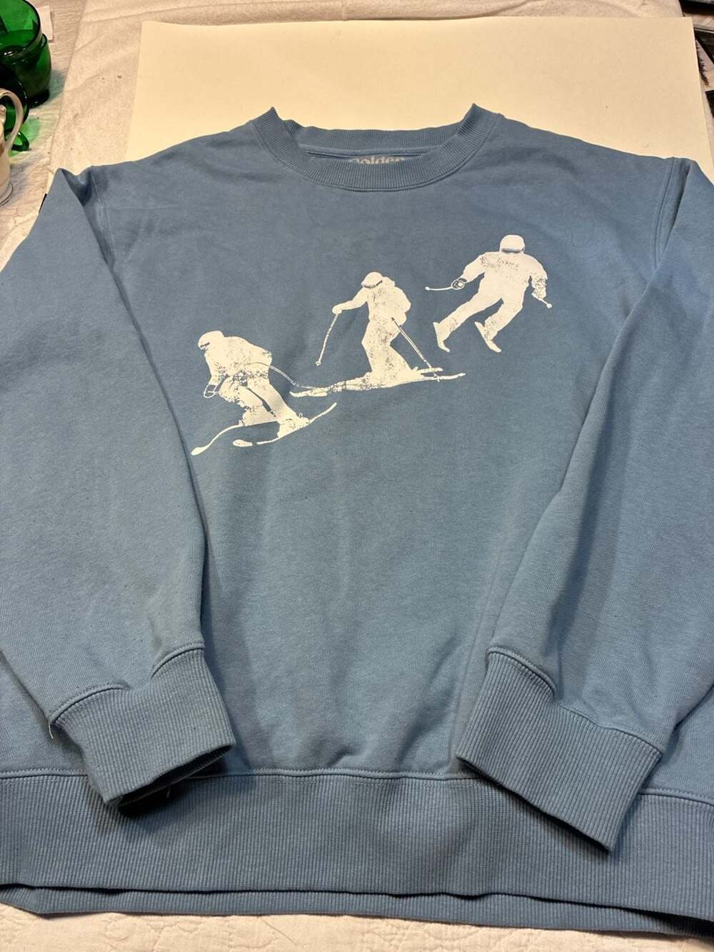 Golden Skiing Graphic Crewneck Sweatshirt